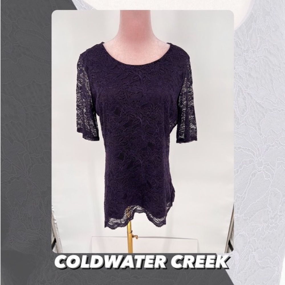 EUC Coldwater Creek Lace Tee Shirt